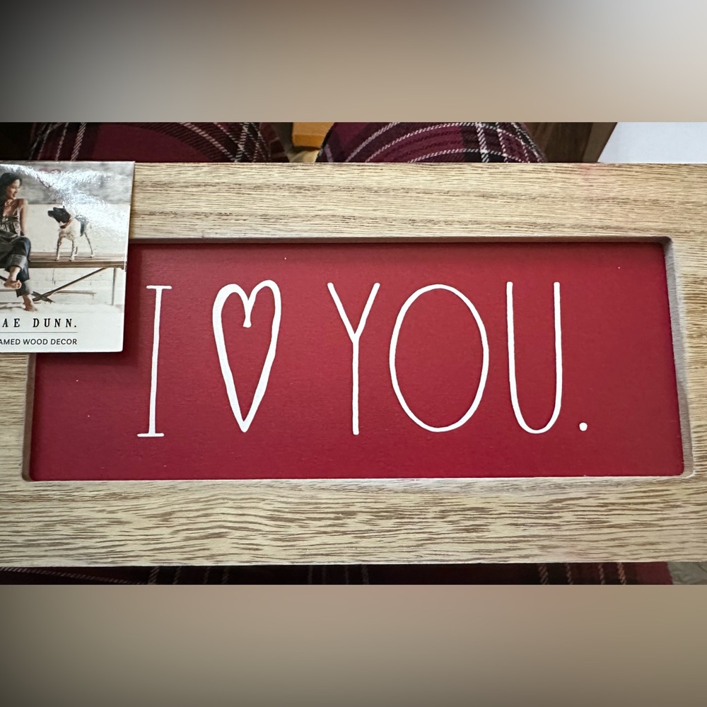 Red "I ♥ You" Framed Wall Sign by Rae Dunn